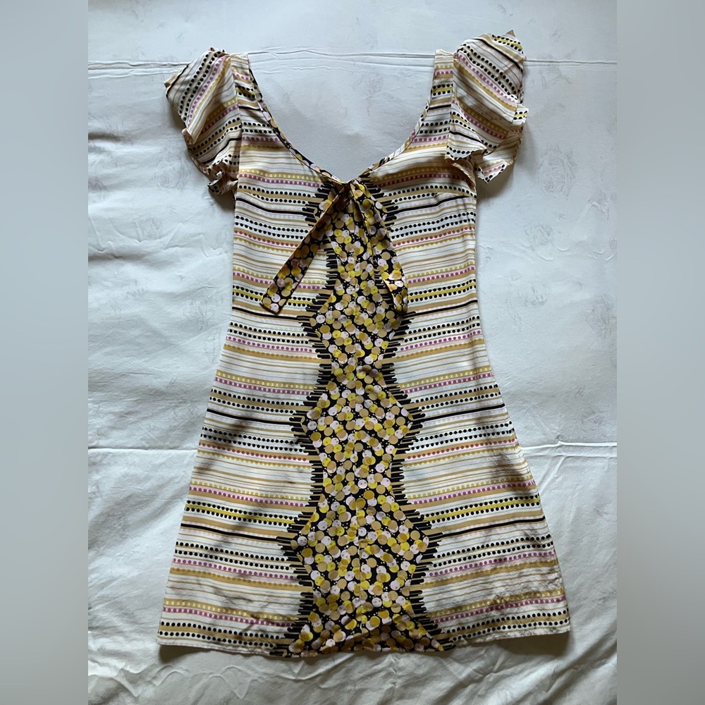Coveted Mayle batik print silk dress, sz 4